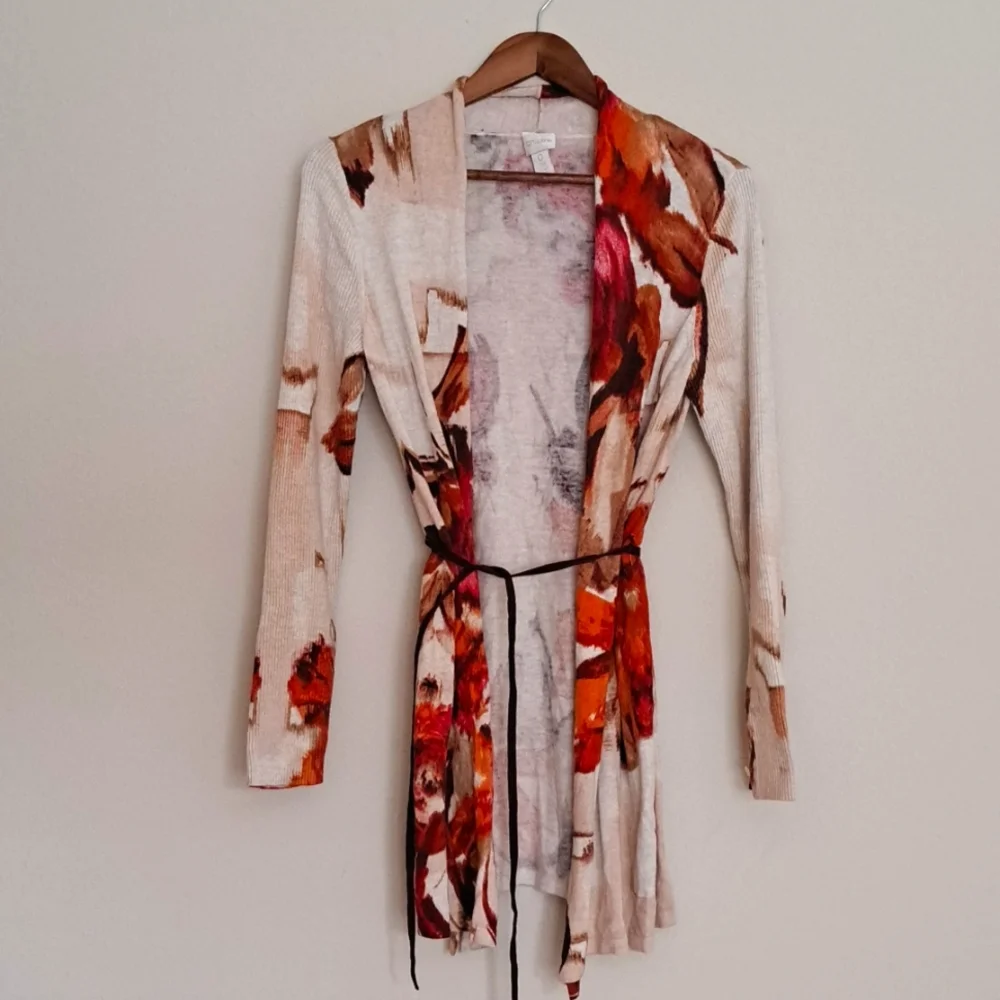 Chico's Warm Floral Valencia Cardigan size 0